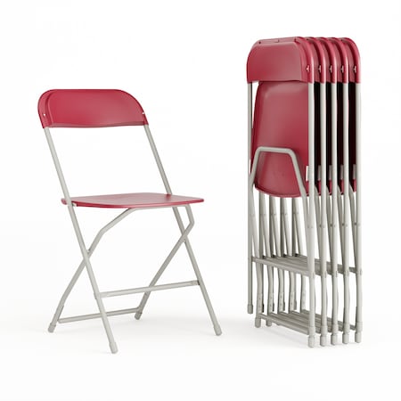 Flash Furniture Hercules Series Plastic Folding Chair Red - 6 LB Weight Capacity Comfortable Event Chair-Lightweight Folding Chair, PK6 6-LE-L-3-RED-GG